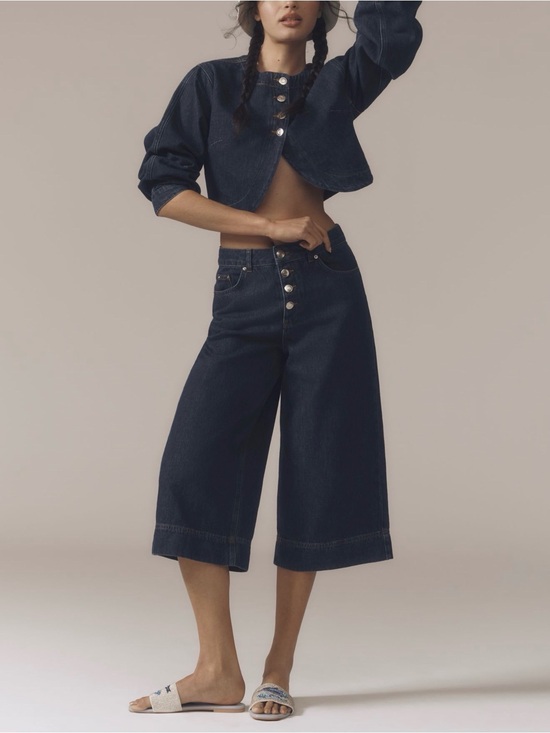 Aligne Denim - Aligne Miles Denim Culotte Jeans Dark Wash Wide Leg Size 24 NWT